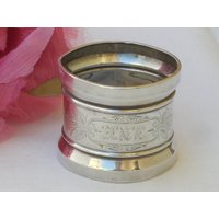 Vintage Sterling Silber Serviettenring Graviertes Monogramm F.n.e von WeDigSilver