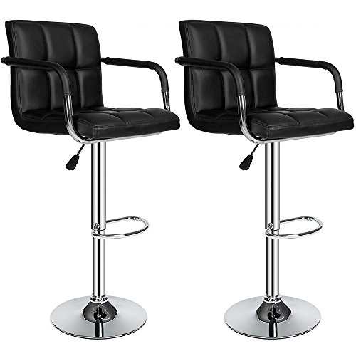 WeFun Barhocker höhenverstellbar mit lehne,Barstuhl 2er Set,Barhocker für küche (Schwarz) von WeFun
