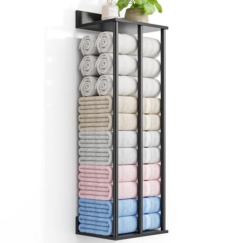 WeGXY Handtuchhalter Wand Schwarz – Große Kapazität Badezimmer Organizer – Ideal für gerollte Handtücher & Handtuchaufbewahrung | Stabile Wandmontage | Badezimmer Deko | Stauraum WeGXY Handtuchhalter Wand Schwarz – Große Kapazität Badezimmer Organizer – Ideal für gerollte Handtücher & Handtuchaufbewahrung | Stabile Wandmontage | Badezimmer Deko | Stauraum von WeGXY