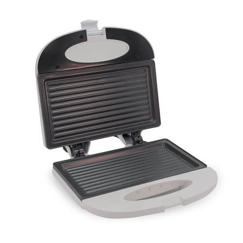 WeGeek, 800 W Elektrogrill Bratpfanne mit zwei großen Platten von 21,5 × 12,2 cm Klappdeckel, zwei robuste Oberflächen mit Antihaftbeschichtung, Leistungs- und Temperaturanzeigen von WeGeek