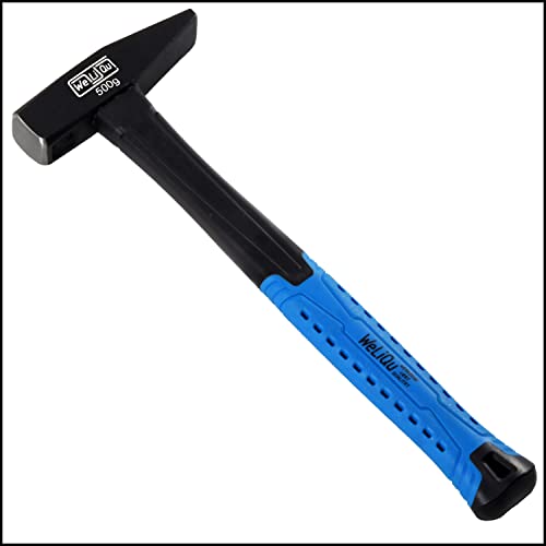 WELIQU Profi Schlosserhammer 500 g - Fiberglas-Stiel, Rutschfester Griff, Langloch-Dämpfung, Impact Reduce Technology - Hammer - Handwerker-Hammer - Nagel-Hammer von WeLiQu