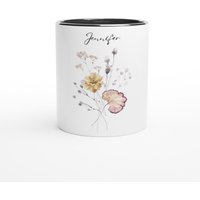 Tasse - Flowers Mit Farbe | 325Ml White 11Oz Ceramic Mug With Color Inside von WePaperwork