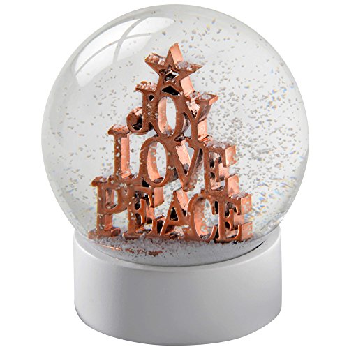 WeRChristmas 11 cm Joy Love Peace Snow Globe Weihnachten Dekoration, Rose Gold, von WeRChristmas