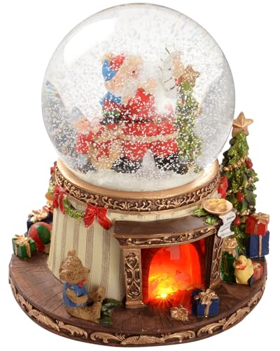WeRChristmas 19-cm-Schneekugel mit beleuchteter Kamin-Szene, Weihnachtsdekoration mit Musik-Option, Mehrfarbig von WeRChristmas