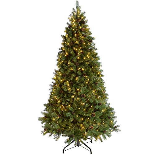 WeRChristmas 2.13 meters, 2.10 m Craford Zapfen Pre, Light Multi Funktion, Weihnachtsbaum mit 500 LEDs Warmweiß, 8 Einstellungen, Controller, klappbare Zweige von WeRChristmas