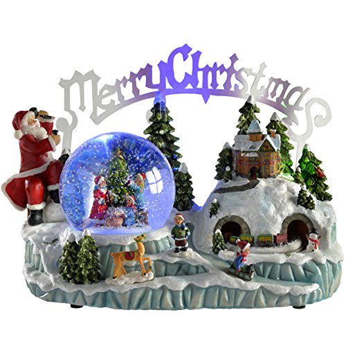 WeRChristmas Beleuchtete Weihnachtsdekoration Weihnachtliche Szene, mit Schneekugel und Musik, 30 cm von WeRChristmas