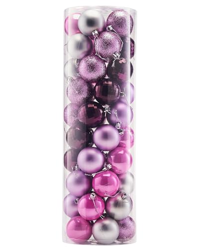 WeRChristmas Bruchsichere Christbaumkugeln, farblich aufeinander abgestimmtes Set mit 50 Stück Purple/Pink/Silver von WeRChristmas