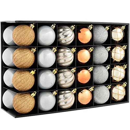 WeRChristmas Bruchsichere Luxus Weihnachtsbaum Kugeln, Plastik, Bronze/Silver/Gold, 48 Piece WeRChristmas Bruchsichere Luxus Weihnachtsbaum Kugeln, Plastik, Bronze/Silver/Gold, 48 Piece von WeRChristmas