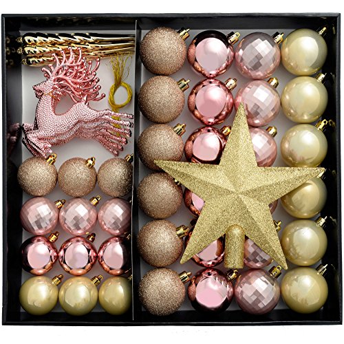 WeRChristmas Bruchsichere Luxus Weihnachtsbaum Kugeln, Plastik, Gold, 50 Piece von WeRChristmas