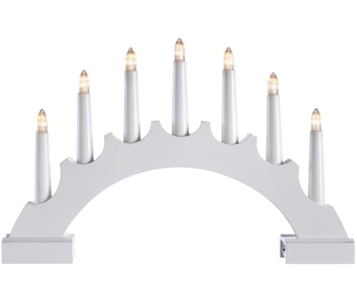 WeRChristmas Dekoelement für Brücke, Holz, mit 7 LED-Kerzen, Mehrfarbig, 41 cm von WeRChristmas