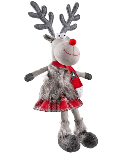 WeRChristmas Sitzendes Mädchen Rentier Figur mit weichen Beinen, Mehrfarbig, 42 cm von WeRChristmas