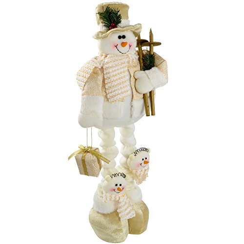WeRChristmas Dekofigur für Weihnachten, frei stehender Schneemann, zum Aufstellen auf den Boden, mit verstellbaren Füßen, 35-60 cm, Creme-/goldfarben von WeRChristmas