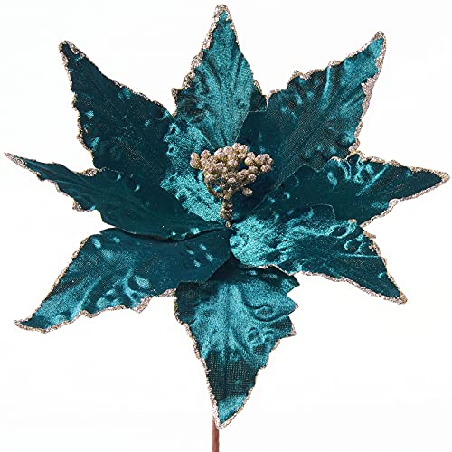 WeRChristmas Künstlicher Weihnachtsstern für den Weihnachtsbaum, Blumendekoration, Türkis, 28 cm von WeRChristmas
