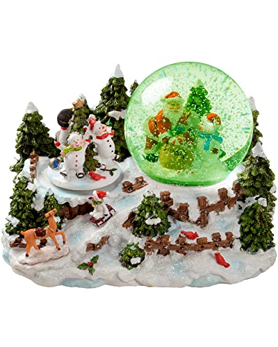 WeRChristmas Schneekugel 22 cm, Motiv Weihnachtsmann/Schneemann und Schnee animiert, Weihnachtsdekoration, mit An-/Aus-Option für Musik von WeRChristmas