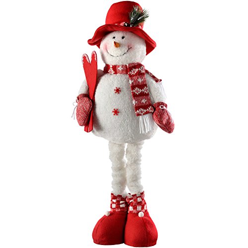 WeRChristmas Schneemann mit ausziehbaren Beinen Weihnachtsschmuck, 46–71 cm – rot/weiß von WeRChristmas