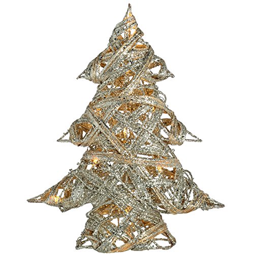 WeRChristmas Silber gewebt Rattan Warm Weiß LED Weihnachtsbaum Glitzer Beschichtung, 33 cm von WeRChristmas