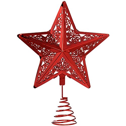 WeRChristmas Star Weihnachten Weihnachtsbaumspitze Dekoration, Plastik, rot, 30 x 23 x 6.5 cm von WeRChristmas