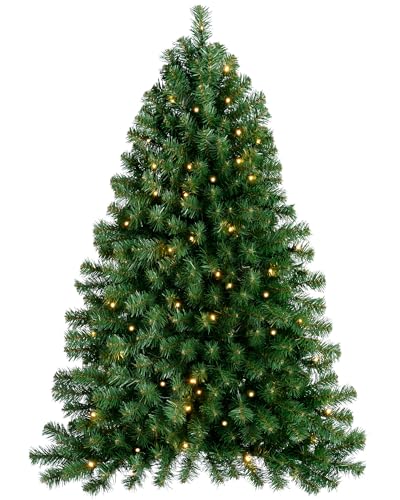 WeRChristmas Wand montiert Weihnachtsbaum mit 50 warm weiße LED Lichter, Kunststoff, grün, 3 ft/90 cm, Plastik, grün, 4 feet/1.2 m von WeRChristmas