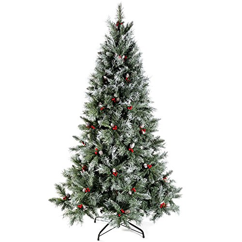 WeRChristmas Weihnachtsbaum, skandinavische Blaufichte mit Zapfen und Beeren, klappbare Zweige für einfachen Aufbau, 5 Feet von WeRChristmas