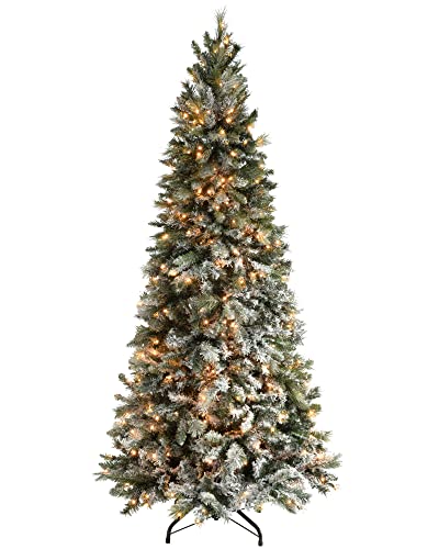 WeRChristmas Weihnachtsbaum aus Fichte, schneebeflockt, schmal, mit Beleuchtung, weiß, 7 ft/2.1m von WeRChristmas