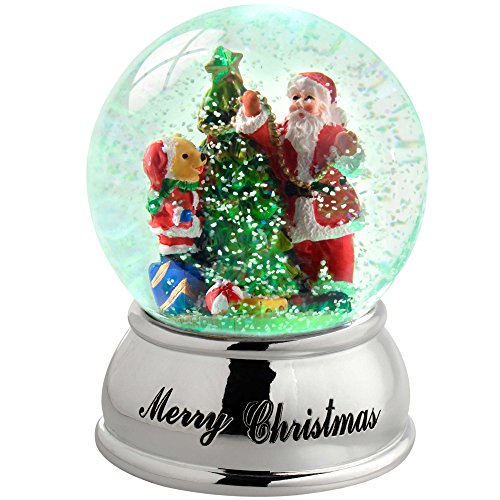 WeRChristmas Weihnachtsdekoration Santa Bär Baum Snow Globe Farbwechsel, Kunststoff, Mehrfarbig, 10 cm von WeRChristmas