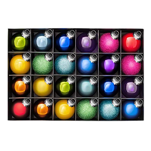 WeRChristmas Regenbogen Glaskugeln, Glas, Mehrfarbig, 24-Piece von WeRChristmas