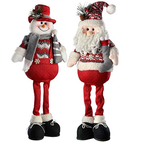 WeRChristmas stehend Santa Schneemann Weihnachtsschmuck, 51 cm – rot/grau, Set von 2 von WeRChristmas