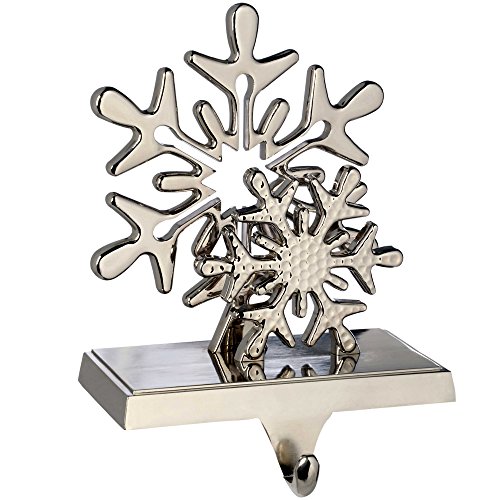 WeRChristmas versilbert Schneeflocke Weihnachtsstrumpf Halter Weihnachten Dekoration, Metall, 17 cm von WeRChristmas