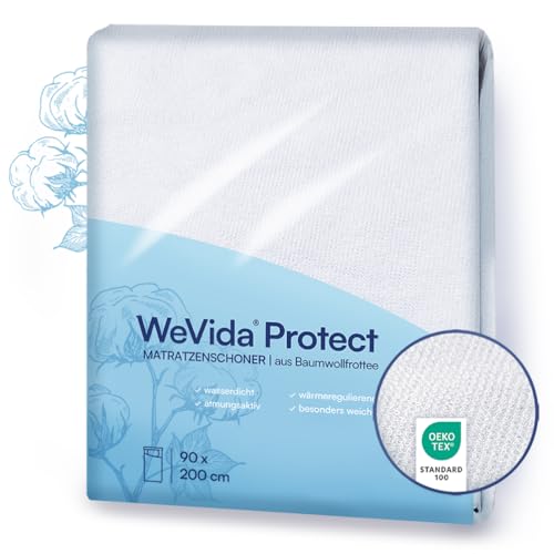 WeVida®Protect Wasserdichter Matratzenschoner - Oeko-TEX® Zertifiziert, Waschbare Inkontinenzauflage, Matratzenschutz gegen Nässe, Bettschoner (Baumwolle, 140 x 200 cm) von WeVida