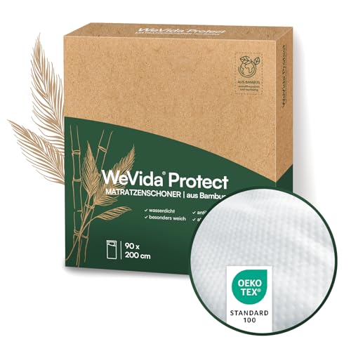 WeVida®Protect Wasserdichter Matratzenschoner aus Bambus - Oeko-TEX® Zertifiziert, Waschbare Inkontinenzauflage, Matratzenschutz gegen Nässe, Bettschoner (90 x 200 cm) von WeVida