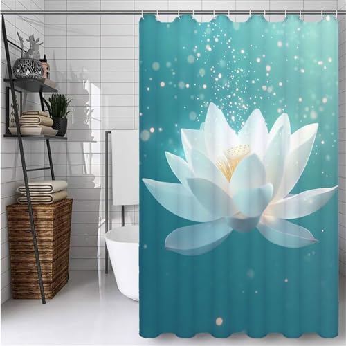 Blau Duschvorhang Extra Lang 240X180CM Duschvorhang Lotus Bathroom Curtains Waterproof Shower Curtains, Waschbar Duschvorhänge mit 12 Plastik Duschvorhänge Haken für Badezimmer Deko Geschenke -ly584 Blau Duschvorhang Extra Lang 240X180CM Duschvorhang Lotus Bathroom Curtains Waterproof Shower Curtains, Waschbar Duschvorhänge mit 12 Plastik Duschvorhänge Haken für Badezimmer Deko Geschenke -ly584 von Weaejoan