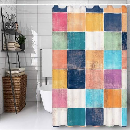 Duschvorhang 200x200 cm Bunt Duschvorhänge Geometrie Shower Curtains Wasserdicht Waschbar Schnelltrocknen mit 12 Duschvorhang Haken, Moderne Aesthetic Room Decor für Badewanne Bathroom Curtain -ly553 Duschvorhang 200x200 cm Bunt Duschvorhänge Geometrie Shower Curtains Wasserdicht Waschbar Schnelltrocknen mit 12 Duschvorhang Haken, Moderne Aesthetic Room Decor für Badewanne Bathroom Curtain -ly553 von Weaejoan