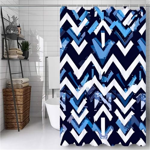 Duschvorhang 240x180 cm Blau Duschvorhänge Geometrie Shower Curtains Wasserdicht Waschbar Schnelltrocknen mit 12 Duschvorhang Haken, Moderne Aesthetic Room Decor für Badewanne Bathroom Curtain -ly551 Duschvorhang 240x180 cm Blau Duschvorhänge Geometrie Shower Curtains Wasserdicht Waschbar Schnelltrocknen mit 12 Duschvorhang Haken, Moderne Aesthetic Room Decor für Badewanne Bathroom Curtain -ly551 von Weaejoan