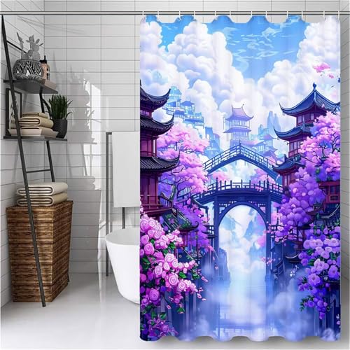 Japan Duschvorhang Extra Lang 80X200CM Duschvorhang Landschaft Bathroom Curtains Waterproof Shower Curtains,Waschbar Duschvorhänge mit 12 Plastik Duschvorhänge Haken, Badezimmer Deko Geschenke -ly550 Japan Duschvorhang Extra Lang 80X200CM Duschvorhang Landschaft Bathroom Curtains Waterproof Shower Curtains,Waschbar Duschvorhänge mit 12 Plastik Duschvorhänge Haken, Badezimmer Deko Geschenke -ly550 von Weaejoan