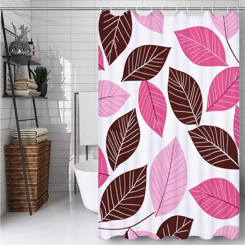 Rosa Duschvorhang Extra Lang 180X200CM Duschvorhang Blatt Bathroom Curtains Waterproof Shower Curtains, Waschbar Duschvorhänge mit 12 Plastik Duschvorhänge Haken für Badezimmer Deko Geschenke -ly562 Rosa Duschvorhang Extra Lang 180X200CM Duschvorhang Blatt Bathroom Curtains Waterproof Shower Curtains, Waschbar Duschvorhänge mit 12 Plastik Duschvorhänge Haken für Badezimmer Deko Geschenke -ly562 von Weaejoan