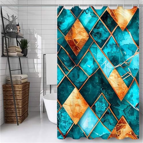 Türkis Duschvorhang Extra Lang 240X200CM Duschvorhang Geometrie Bathroom Curtains Waterproof Shower Curtains,Waschbar Duschvorhänge mit 12 Plastik Duschvorhänge Haken, Badezimmer Deko Geschenke -ly564 Türkis Duschvorhang Extra Lang 240X200CM Duschvorhang Geometrie Bathroom Curtains Waterproof Shower Curtains,Waschbar Duschvorhänge mit 12 Plastik Duschvorhänge Haken, Badezimmer Deko Geschenke -ly564 von Weaejoan