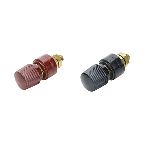 Wealrit 2 Stück M8 Kupfer-Batterieklemmen-Bolzenverbinder, Batteriebindungspfostenklemmen, Stromverbindung, Pfostenanschluss, Terminal-Kit (schwarz, rot) von Wealrit