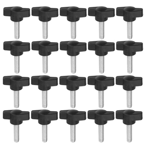 Wealrit Rändelschrauben M6 x 20 mm T-Kotflügel Kunststoff schwarz 20 Stück von Wealrit