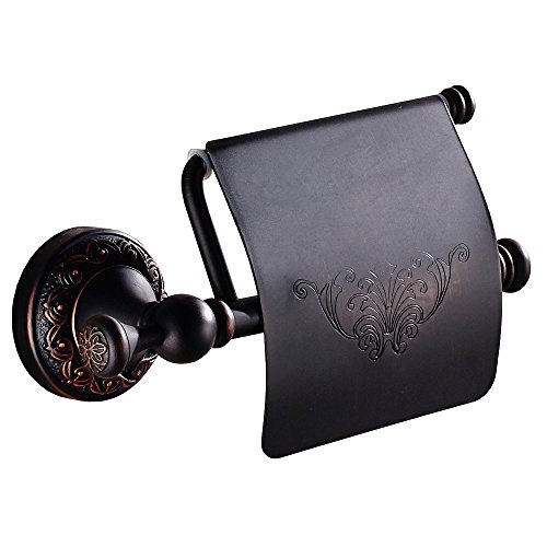 Weare Home Antike Toilettenpapierhalter Schwarz, Öl rubbed Bronze Klorollenhalter,Retro Wandmontag Klopapierhalter mit Deckel von Weare Home