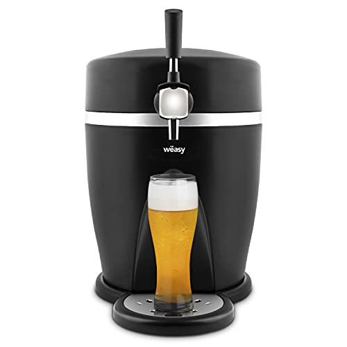Wëasy Bierzapfanlage PINT568, Kompatibel mit 5L-Fässern, 60W, 3°C bis 6°C, Integriertes Kühlsystem, Haltbarkeit bis zu 30 Tagen, Schwarz von H.Koenig