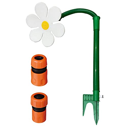 Sprinkler Blume Tanzende Blume Rasensprinkler Sonnenblume Sprinkler Bewässerung Sprenger Beweglich 720 Grad Drehbar Spritzblume Für Garten Und Hof, Dekorative Gartenpfähle, Weiß, Gelb von Weatail