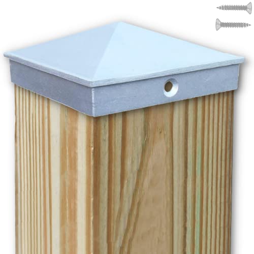 10,2 x 10,2 cm Zaunpfostenkappe (8,9 cm), Einzelpackung, dekorativ, unlackiertes Aluminium – Briefkasten, Lampenpfosten, Holzdeck, Dock, Pillingkappen für Holzpfosten von WeatherPRO Post Caps von WeatherPRO Post Caps