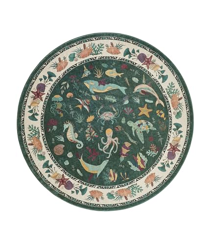 Weicher Teppich mit Meerestieren, waschbar, Kunstwolle, schmutzabweisend, Gummi, rutschfeste Unterseite, für Spielzimmer, Badezimmer, Wohnzimmer, Schlafzimmer, Nachttisch, Strand, niedlich, Küste Weicher Teppich mit Meerestieren, waschbar, Kunstwolle, schmutzabweisend, Gummi, rutschfeste Unterseite, für Spielzimmer, Badezimmer, Wohnzimmer, Schlafzimmer, Nachttisch, Strand, niedlich, Küste von Weaverlane