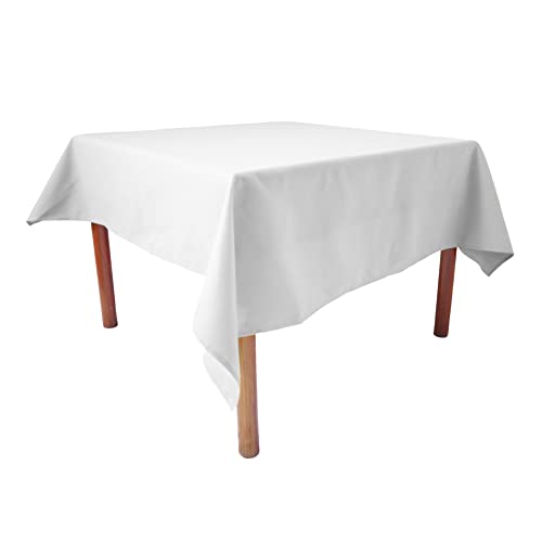 Weavric Quadratische Tischdecke, 229 x 229 cm, waschbar, knitterfrei, schrumpffrei, weiß, Polyester für Buffettisch, Küche, Abendessen, Hochzeit von Weavric