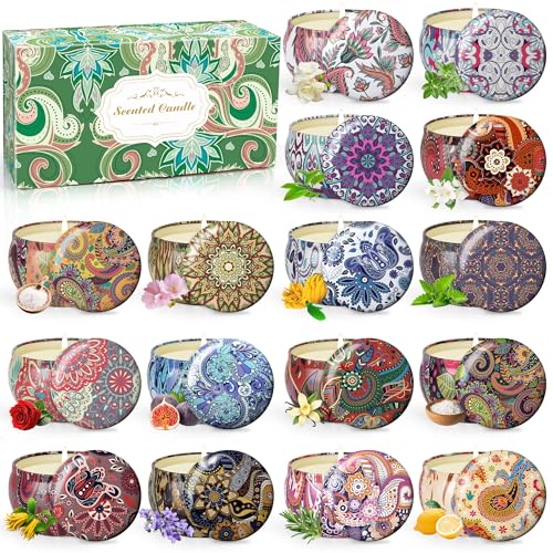Duftkerzen, Geschenk set für Frauen, 16 Stück Dufted Aromatherapie Kerzen aus Natürlichem Soja Wachs, Brenndauer 320 Stunden, für Muttertag, Weihnachten, Neujahr, Valentinstag Duftkerzen, Geschenk set für Frauen, 16 Stück Dufted Aromatherapie Kerzen aus Natürlichem Soja Wachs, Brenndauer 320 Stunden, für Muttertag, Weihnachten, Neujahr, Valentinstag von WebPlatz
