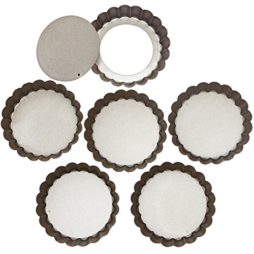 webake Tarteform Mit Hebeboden Klein Ø 10 cm Set von 6 Mini Quicheform Gute Antihaftbeschichtung Pie Form Backform von webake