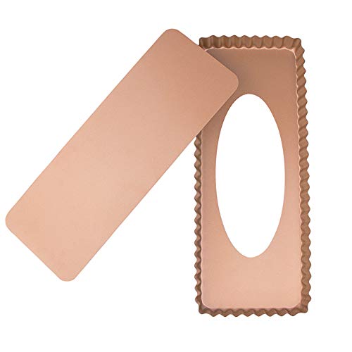 webake Tarteform Quicheform mit Hebeboden 36x15 cm Rechteckige Quiche Backform Obstkuchenform Tartelette Förmchen Pie Form in Golden Farbe Antihaftbeschichtung Tortenform Boden von webake