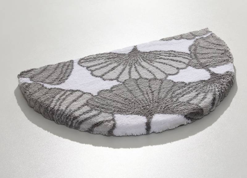 Badgarnitur mit Ginkgoblätter-Motiv, Größe 100 (Vorleger halbrund, 50/ 80 cm), Grau von Webana