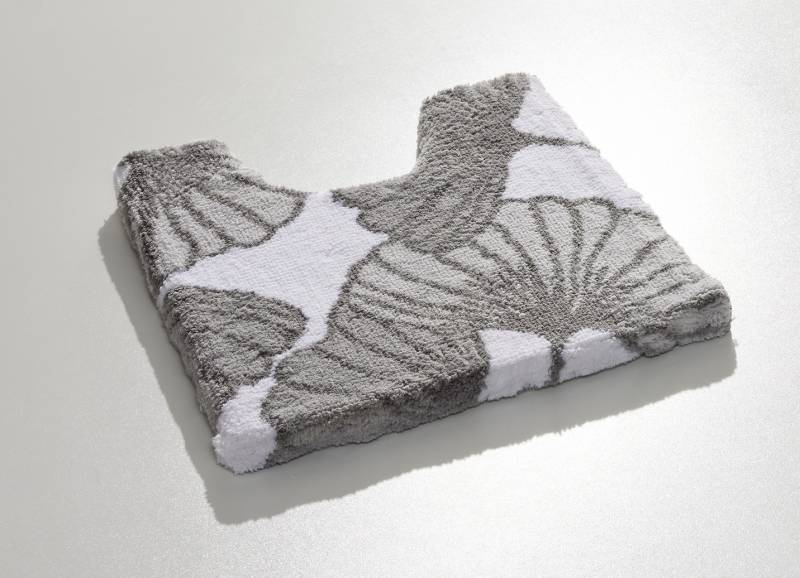 Badgarnitur mit Ginkgoblätter-Motiv, Größe 108 (Stand-WC-Vorleger, 50/ 50 cm), Grau von Webana