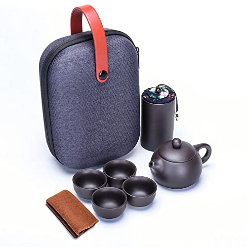Webao Tee Set 7-teilig Chinesisch Keramik Kleine Teeservice mit 130ml Teekanne und 4 Teebecher 30ml Tragbares Reisen Tee-Set als Geschenk von Webao